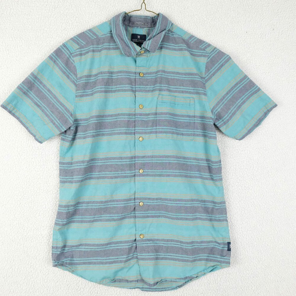 Roark Revival Shirt Mens Medium Blue Striped Button Up Boho Nautical Beach